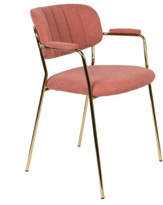 vanHarte Jolien eetkamerstoel met armleuning goud onderstel-Pink Shop Nu