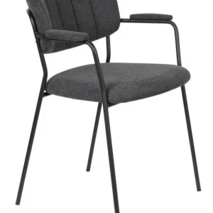 vanHarte Jolien eetkamerstoel met armleuning zwart onderstel-Dark grey Hete Deal
