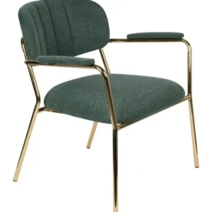 vanHarte Jolien fauteuil met armleuning goud onderstel-Dark green Alleen Vandaag