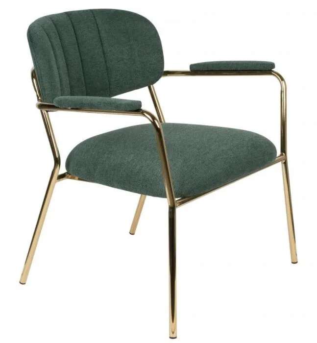 vanHarte Jolien fauteuil met armleuning goud onderstel-Dark green Alleen Vandaag