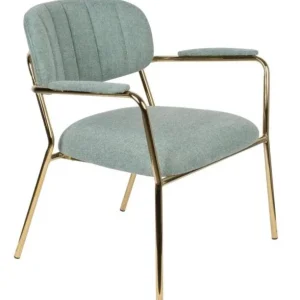 vanHarte Jolien fauteuil met armleuning goud onderstel-Light green Rechtstreeks Van De Fabrikant