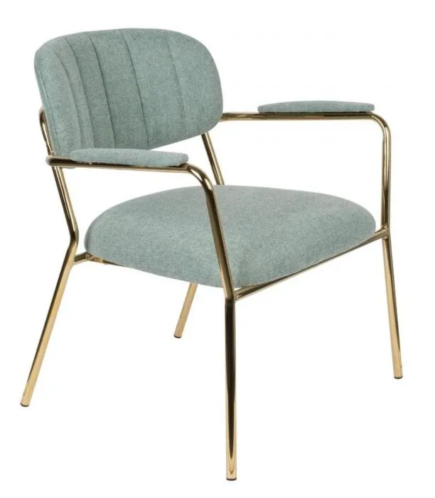 vanHarte Jolien fauteuil met armleuning goud onderstel-Light green Rechtstreeks Van De Fabrikant