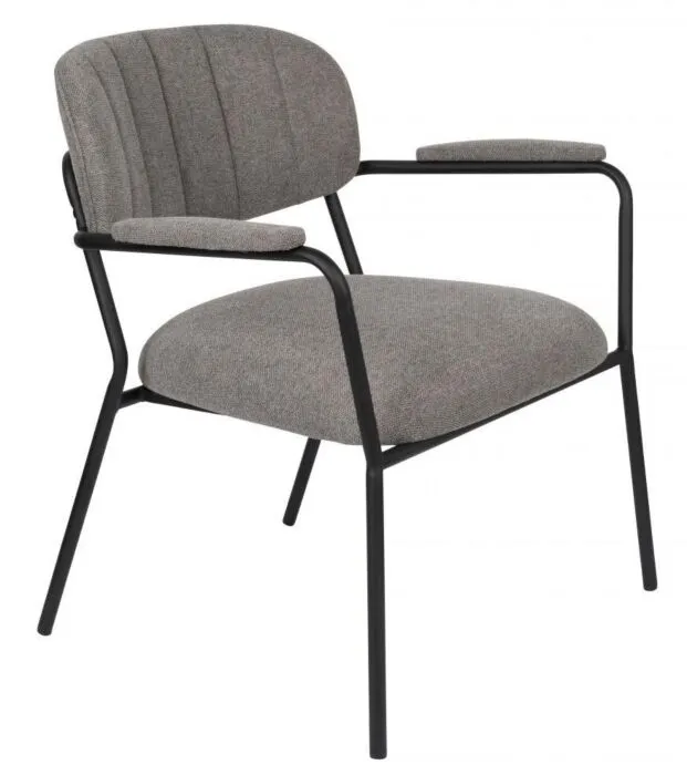 vanHarte fauteuil met armleuning zwart onderstel-Grey Gecertificeerd