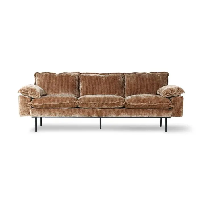 HKliving Retro 3-zits bank-Velvet-aged gold Veilige Betaling