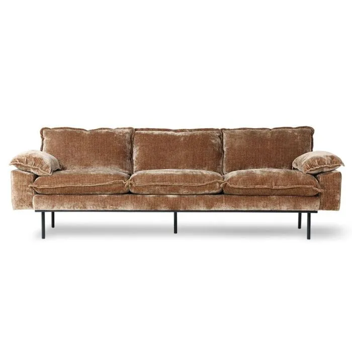 HKliving Retro 4-zits bank-Velvet-aged gold Speciale Aanbieding