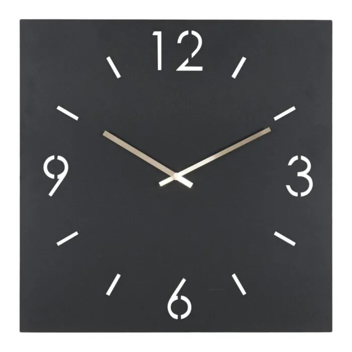 Snelle Levering Spinder Design Time vierkant wandklok-Zwart-60x60 cm