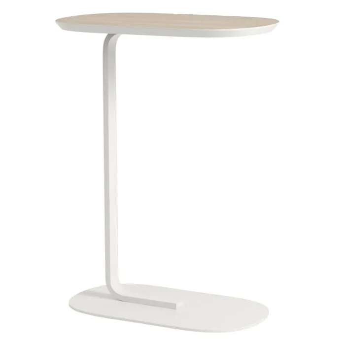 Direct Beschikbaar muuto Relate hoog bijzettafel-Oak Veneer/Off-white