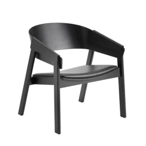 Beste Prijs muuto Cover Lounge Chair leren zitting-Black - Black Refine Leather