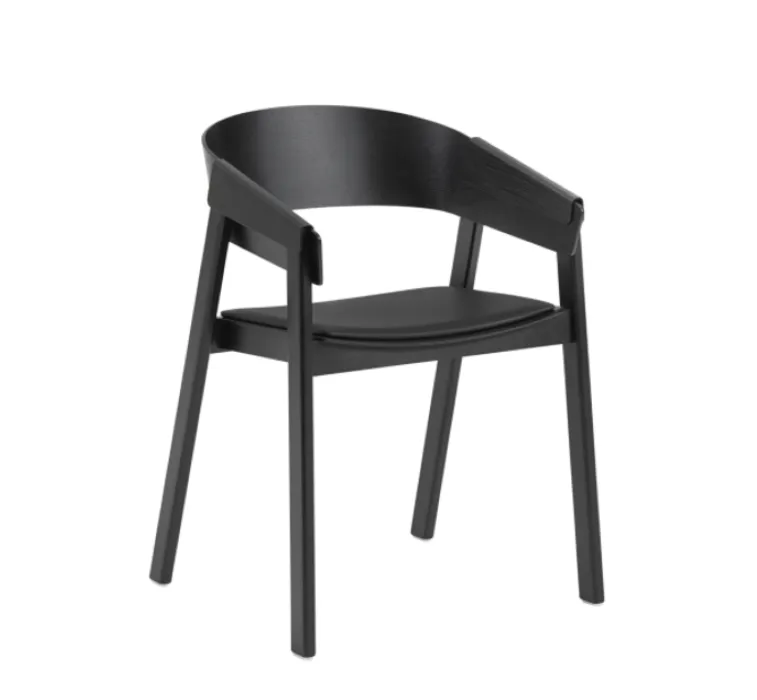 muuto Cover armstoel leren zitting-Black - Black Refine Leather Favoriet
