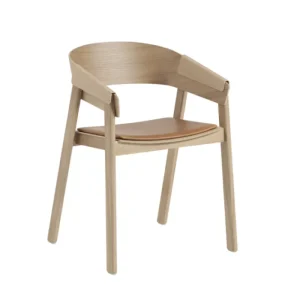 muuto Cover armstoel leren zitting-Oak - Cognac Refine Leather Dagaanbieding