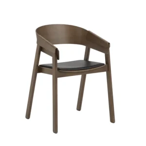Weekendaanbieding muuto Cover armstoel leren zitting-Stained Dark Brown - Black Refine Leather