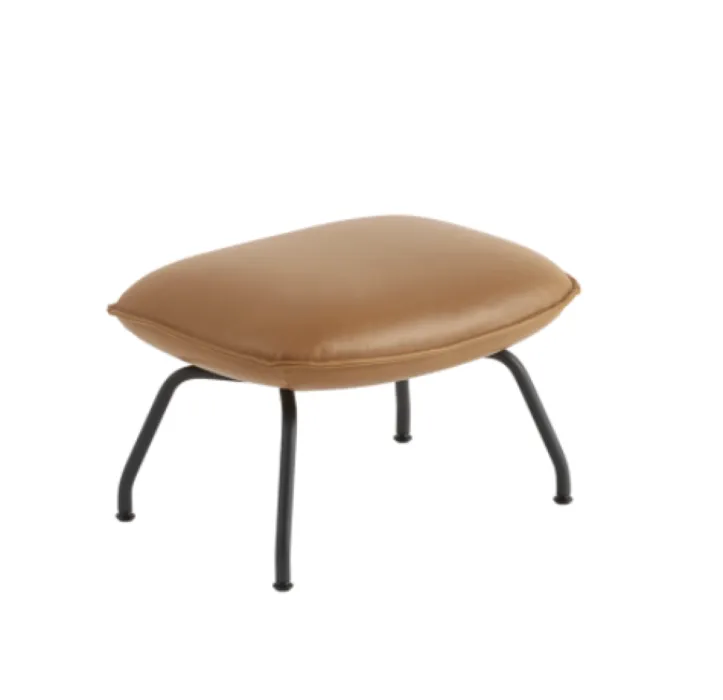 Lage Kosten muuto Doze Ottoman anthracite black onderstel-Refine Leather Cognac