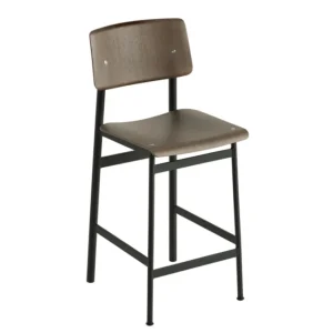 Beperkt Aanbod muuto Loft barkruk zwart onderstel-Stained Dark Brown-Zithoogte 65 cm