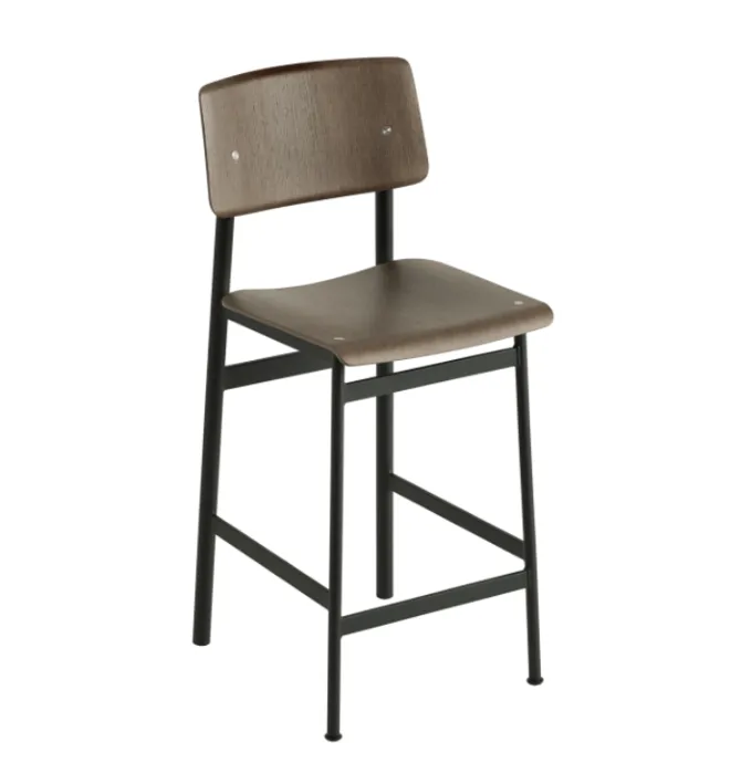 Beperkt Aanbod muuto Loft barkruk zwart onderstel-Stained Dark Brown-Zithoogte 65 cm