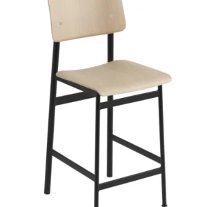 muuto Loft barkruk zwart onderstel-Eiken-Zithoogte 65 cm Beperkt Aanbod