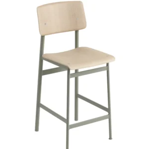 Koop Online muuto Loft barkruk dusty green onderstel-Eiken-Zithoogte 65 cm