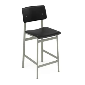 muuto Loft barkruk dusty green onderstel-Black-Zithoogte 65 cm Weekendaanbieding
