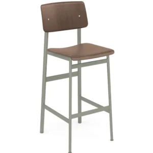 muuto Loft barkruk dusty green onderstel-Stained Dark Brown-Zithoogte 75 cm Finale Uitverkoop