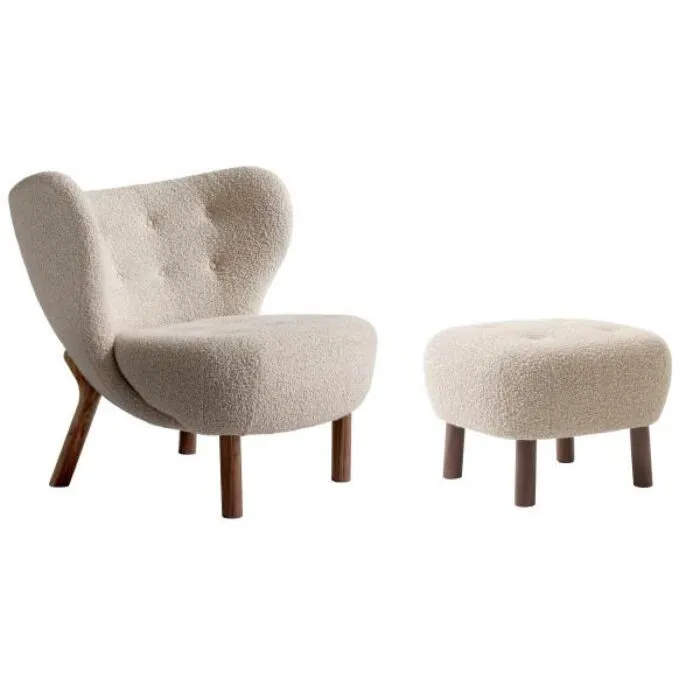 &tradition Little Petra fauteuil + poef poten noten-Zand Nieuw