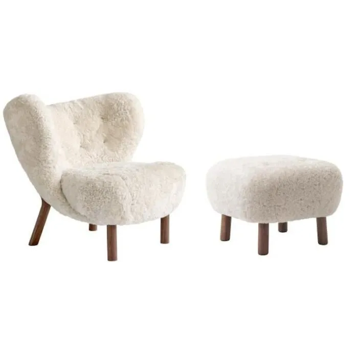 &tradition Little Petra fauteuil + poef poten noten-Moonlight Gereduceerde Prijs