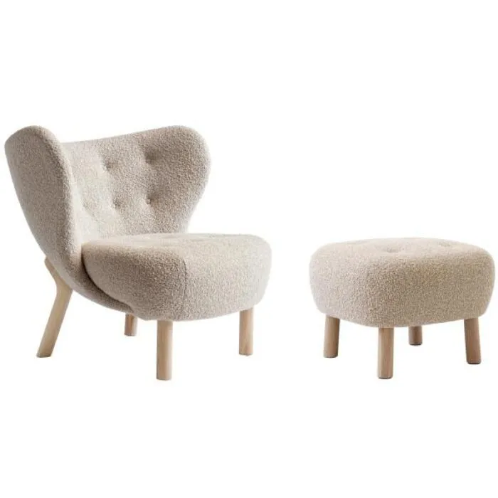 &tradition Little Petra fauteuil + poef poten eiken-Zand Koop Online