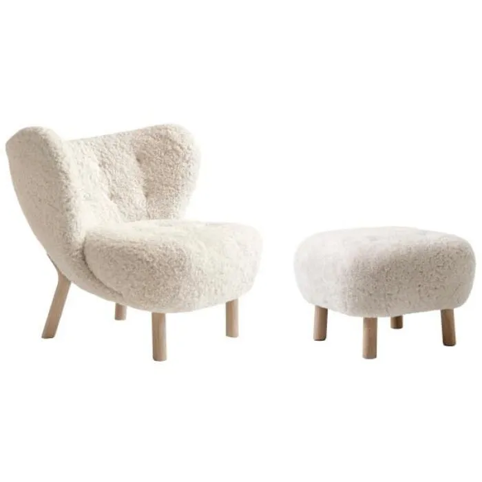 &tradition Little Petra fauteuil + poef poten eiken-Moonlight Aanbieding