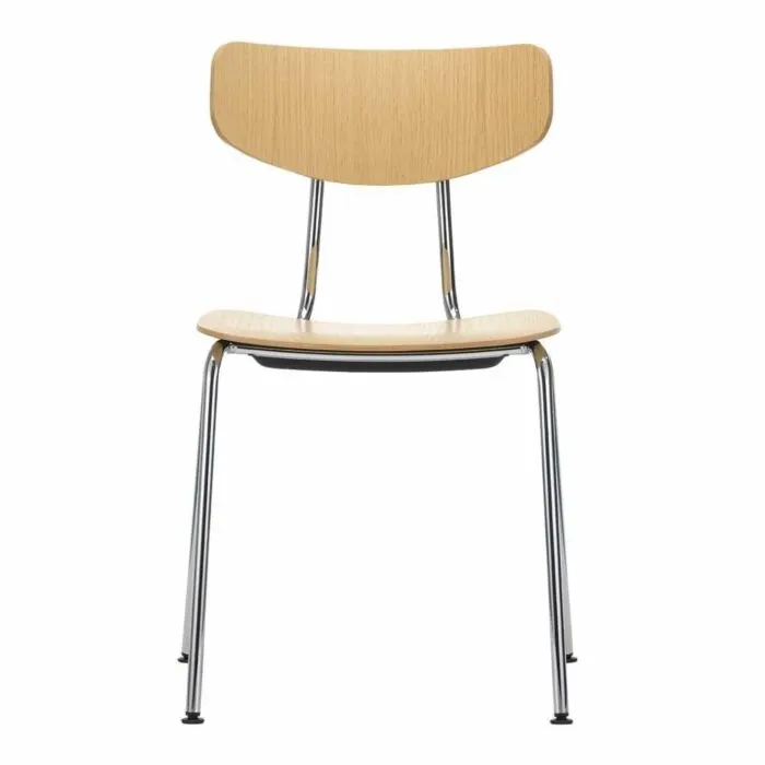 Koop Online Vitra Moca stoel met verchroomd onderstel-Natural eiken
