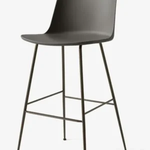 Betrouwbaar &tradition Rely HW96 barkruk - gebronsd onderstel-Stone grey