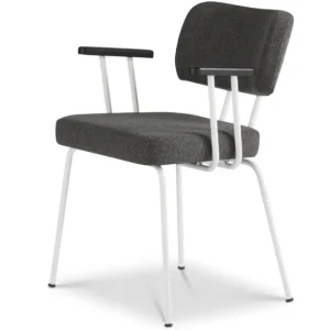 Seizoensaanbieding Dyyk Ted eetkamerstoel - New Wool - wit onderstel-Antracite/Black