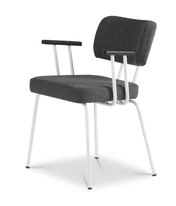 Seizoensaanbieding Dyyk Ted eetkamerstoel - New Wool - wit onderstel-Antracite/Black