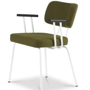 Dyyk Ted eetkamerstoel - New Wool - wit onderstel-Green/Black Flitsaanbieding