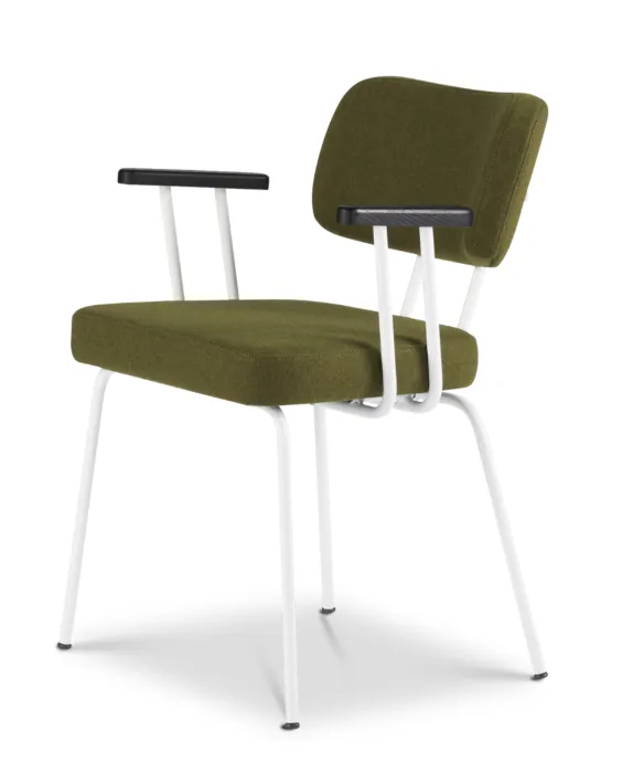 Dyyk Ted eetkamerstoel - New Wool - wit onderstel-Green/Black Flitsaanbieding