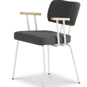 Merkproduct Dyyk Ted eetkamerstoel - New Wool - wit onderstel-Antracite/Groove