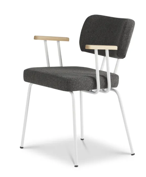 Merkproduct Dyyk Ted eetkamerstoel - New Wool - wit onderstel-Antracite/Groove
