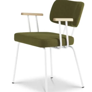 Dyyk Ted eetkamerstoel - New Wool - wit onderstel-Green/Groove Op = Op