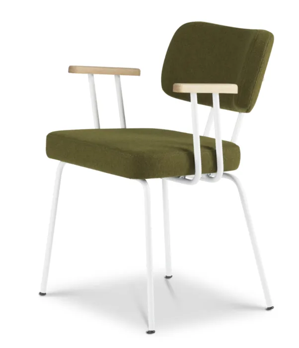 Dyyk Ted eetkamerstoel - New Wool - wit onderstel-Green/Groove Op = Op