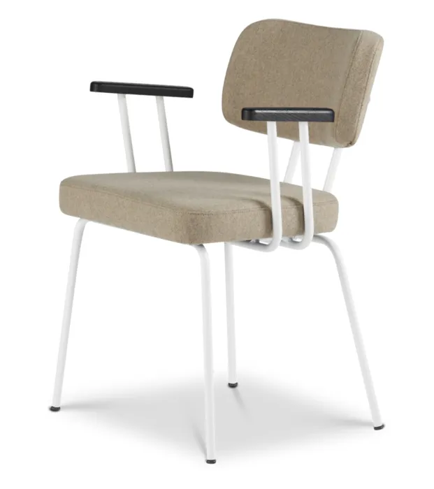 Dyyk Ted eetkamerstoel - New Wool - wit onderstel-Stone/Black Flitsaanbieding