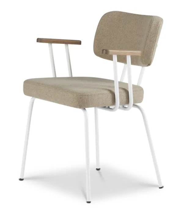 Dyyk Ted eetkamerstoel - New Wool - wit onderstel-Stone/Tabacco Koop Online