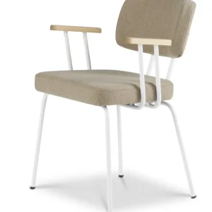 Dyyk Ted eetkamerstoel - New Wool - wit onderstel-Stone/Groove Merkproduct