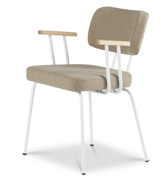 Dyyk Ted eetkamerstoel - New Wool - wit onderstel-Stone/Groove Merkproduct