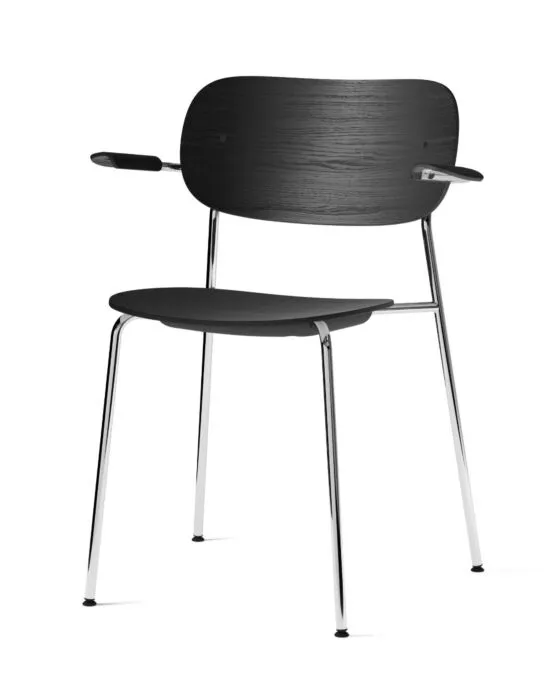 Audo Copenhagen Co eetkamerstoel met armleuningen - Chrome-Black Oak Nu Kopen