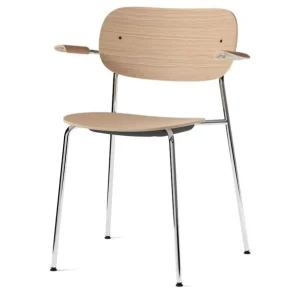 Koopje Audo Copenhagen Co eetkamerstoel met armleuningen - Chrome-Natural Oak
