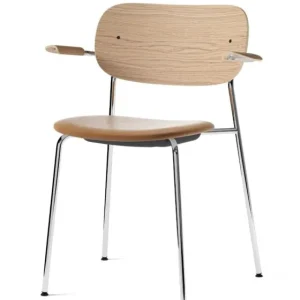 Gratis Retour Audo Copenhagen Co eetkamerstoel met armleuningen - Chrome-Natural/Dakar
