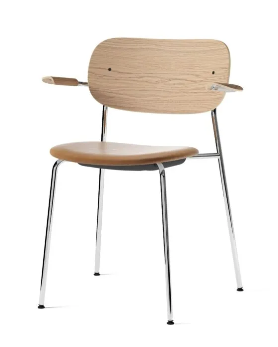 Gratis Retour Audo Copenhagen Co eetkamerstoel met armleuningen - Chrome-Natural/Dakar