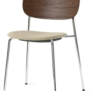 Audo Copenhagen Co gestoffeerde eetkamerstoel - Chrome-Dark Stained/Bouclé Hete Deal