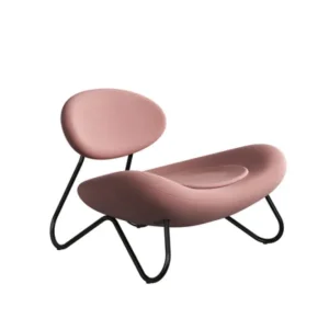 Premium WOUD Meadow lounge stoel-Vidar roze-Black Painted steel
