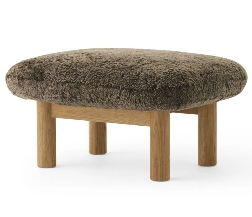 Audo Copenhagen Brasilia Ottoman voetenbank-Natural Oak-Sheepskin Root Goedkoop
