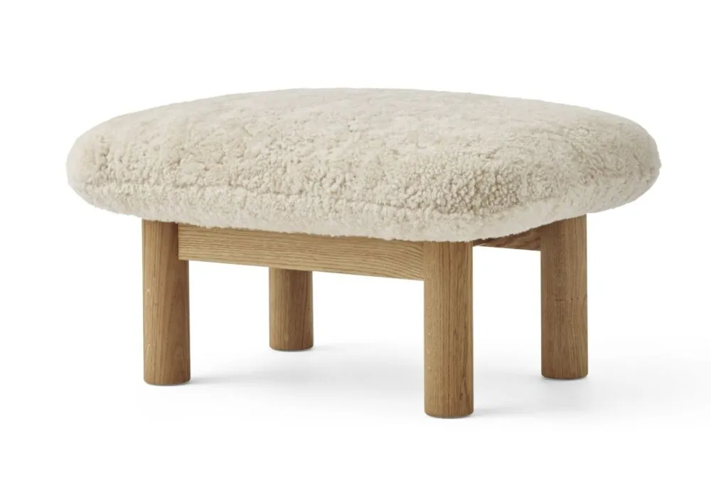 Fabrieksprijs Audo Copenhagen Brasilia Ottoman voetenbank-Natural Oak-Sheepskin Nature
