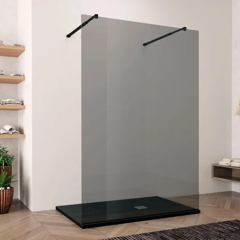 Lacus Douchewand Filicudi Rookglas Vrijstaand Mat Zwart Inloopdouche (Alle maten) Gratis Retour