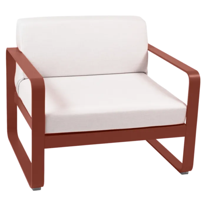 Fermob Bellevie fauteuil met off-white zitkussen-Red Ochre Nieuw